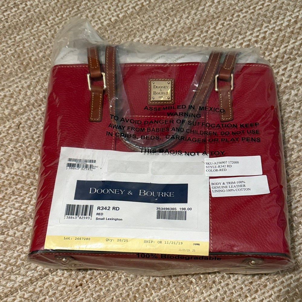 Dooney & Bourke Red Small Lexington  NEVER OPENED/USED